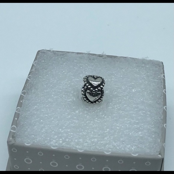 Pandora , “Dotted Heart “Silver Charm  #790448 A76-8 - Picture 1 of 4
